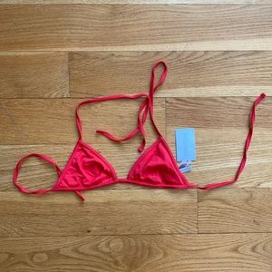 NWT solid & striped red Wendy bikini top, XS
